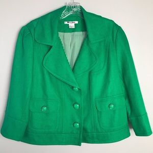 Linen Blend Green Jacket Size 14  Perfect